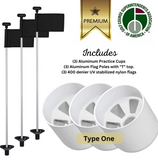 Solid White Color Flagpoles and Aluminum Cup Combos