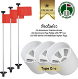 Solid White Color Flagpoles and Aluminum Cup Combos