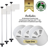 Solid White Color Flagpoles and Aluminum Cup Combos