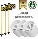 Solid Yellow Color Flagpoles and Aluminum Cup Combos