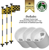 Solid Yellow Color Flagpoles and Plastic Cup Combos