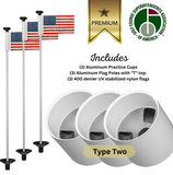 Solid White Color Flagpoles and Aluminum Cup Combos
