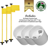 Solid Yellow Color Flagpoles and Plastic Cup Combos