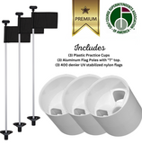 Solid White Color Flagpoles and Plastic Cup Combos