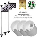 Solid White Color Flagpoles and Plastic Cup Combos