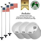 Solid White Color Flagpoles and Plastic Cup Combos