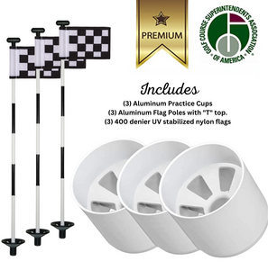 Striped Black & White Flagpoles and Aluminum Cup Combos