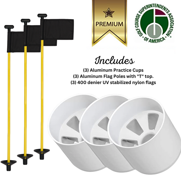 Solid Yellow Color Flagpoles and Aluminum Cup Combos