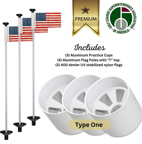 Solid White Color Flagpoles and Aluminum Cup Combos
